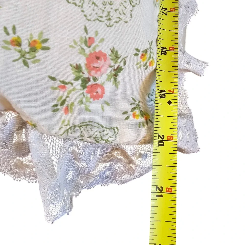 1980s Cabbage Patch Kids Lace Trim Floral Mushroom Pillow Yarn Hair 1980s 20in